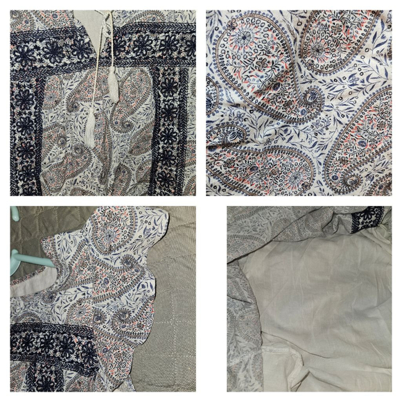 Old Navy Paisley Dress Women's Size Large Flutter Sleeve Embroidered Knee Length - Picture 5 of 9